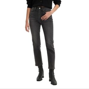 Levis Wedge Straight High Rise Black Button Fly Jeans 30x28